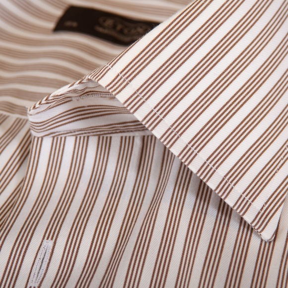 Eton Brown Stripe Cotton Shirt - Picture 1 of 4
